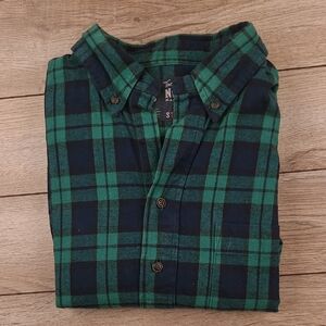 THE NUTTER Chubbies Navy Green Plaid Cotton Flannel M Half Button Pullover Shirt